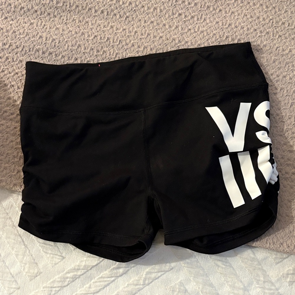 Victoria's Secret Black Athletic Shorts with White Logo